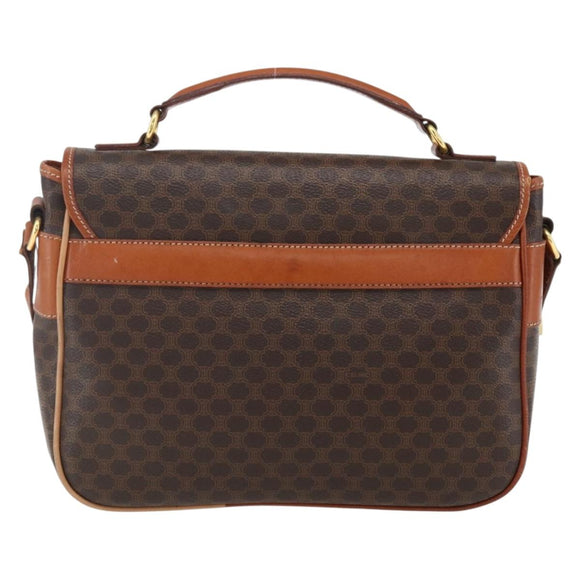 CELINE Macadam Canvas Hand Bag PVC Leather 2way Brown Gold Auth ep12949V