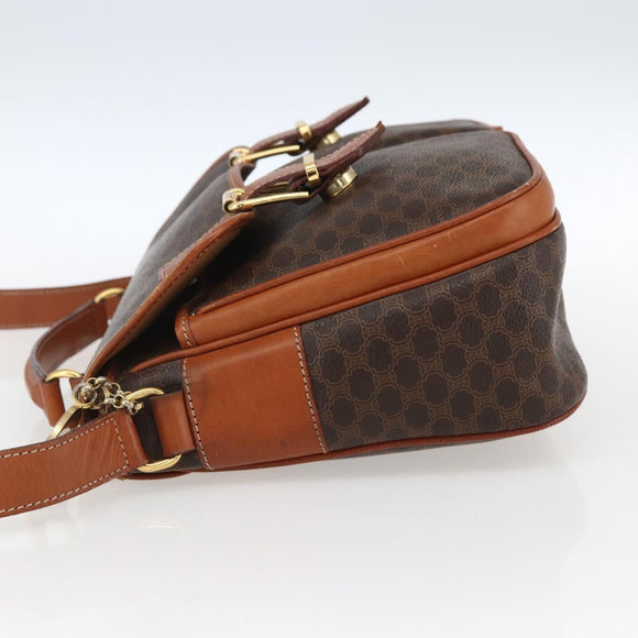 CELINE Macadam Canvas Hand Bag PVC Leather 2way Brown Gold Auth ep12949V