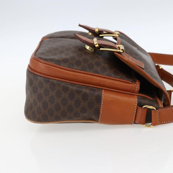 CELINE Macadam Canvas Hand Bag PVC Leather 2way Brown Gold Auth ep12949V