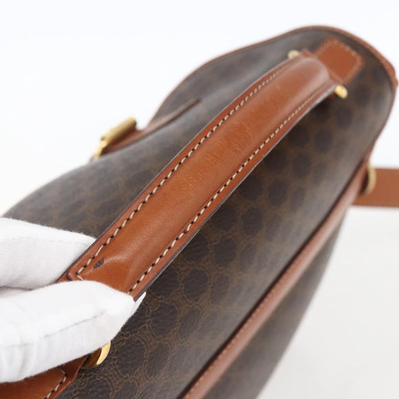 CELINE Macadam Canvas Handtasche PVC Leder 2-Wege Braun Gold Authentisch ep12949V