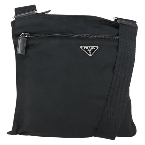 PRADA Shoulder Bag Nylon Black Silver Auth ep12954