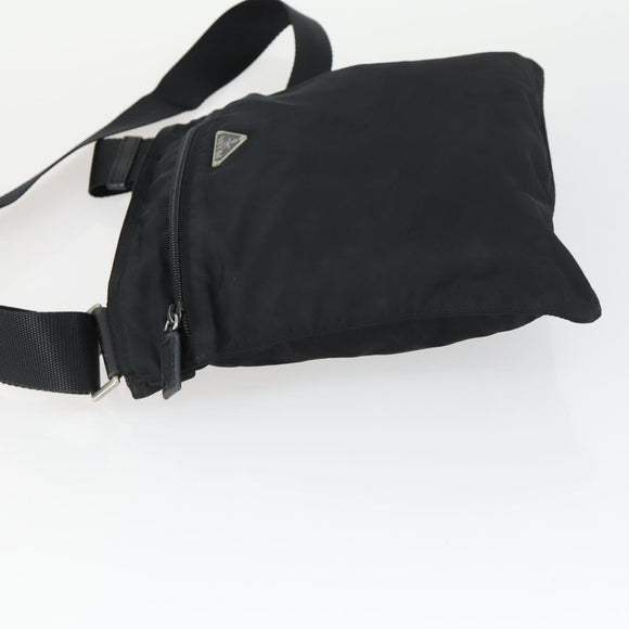 PRADA Shoulder Bag Nylon Black Silver Auth ep12954