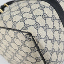 GUCCI GG Supreme Sherry Line Boston Bag PVC Leather Navy Gold Auth ep12955-11