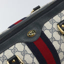 GUCCI GG Supreme Sherry Line Boston Bag PVC Leather Navy Gold Auth ep12955-14