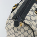 GUCCI GG Supreme Sherry Line Boston Bag PVC Leather Navy Gold Auth ep12955-15