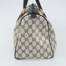 GUCCI GG Supreme Sherry Line Boston Bag PVC Leather Navy Gold Auth ep12955-5