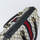 GUCCI GG Supreme Sherry Line Boston Bag PVC Leather Navy Gold Auth ep12955-6