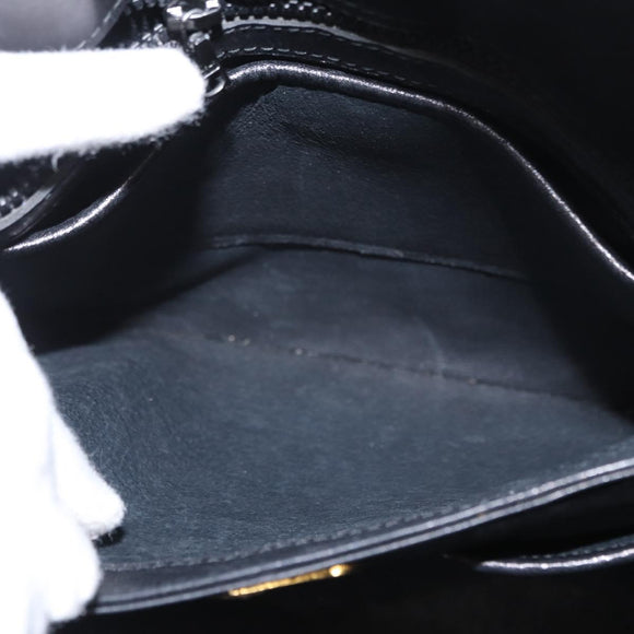 GUCCI Hand Bag Patent leather Black Gold Auth ep12956