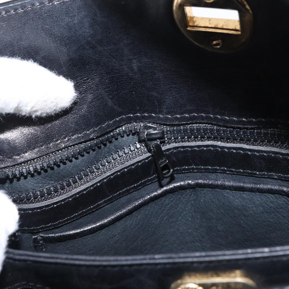 GUCCI Hand Bag Patent leather Black Gold Auth ep12956