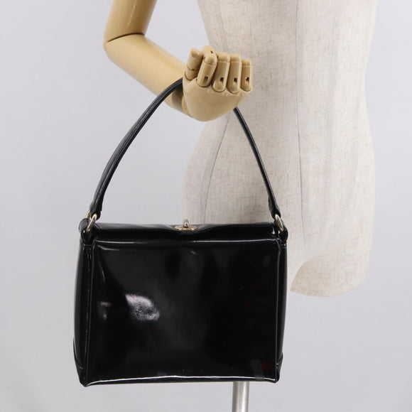 GUCCI Hand Bag Patent leather Black Gold Auth ep12956