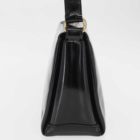 GUCCI Hand Bag Patent leather Black Gold Auth ep12956