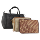 Christian Dior Trotter Honeycomb Canvas Bag Leather PVC 3 Set Beige Auth ep12961-1
