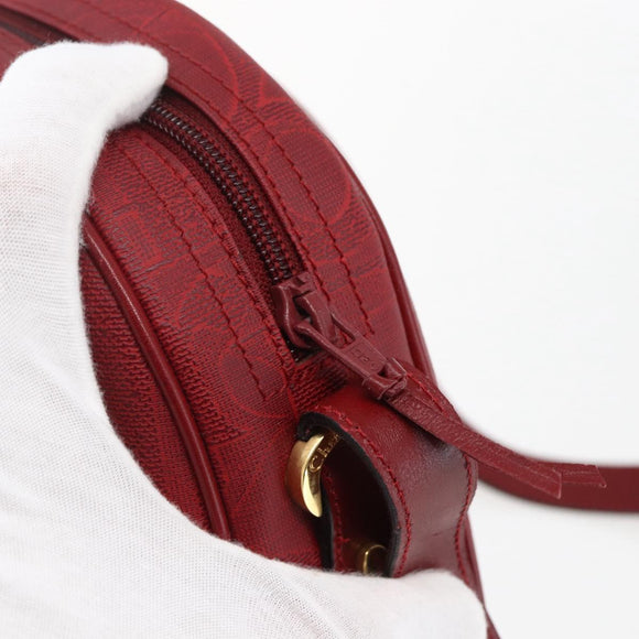 Christian Dior Umhängetasche PVC Bordeaux Gold Auth ep12962V