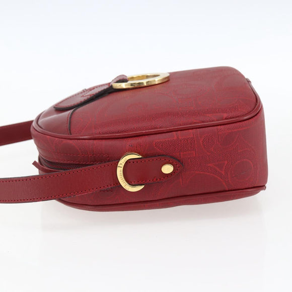 Christian Dior Umhängetasche PVC Bordeaux Gold Auth ep12962V