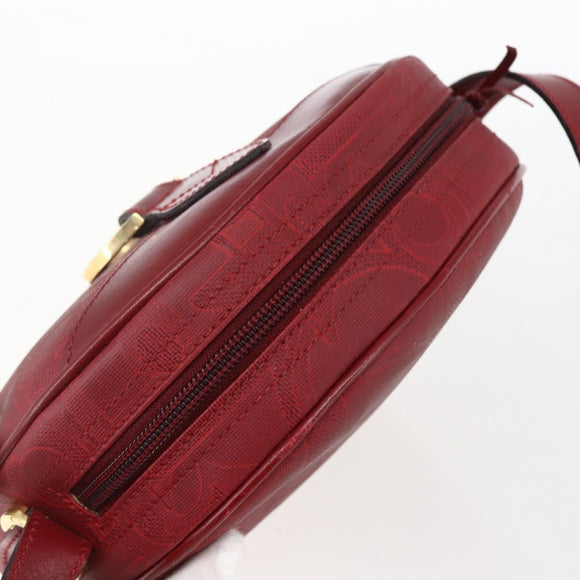 Christian Dior Umhängetasche PVC Bordeaux Gold Auth ep12962V