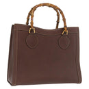 GUCCI Bamboo Hand Bag Leather Black Gold 002 1186 0260 Auth ep12963-1