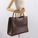 GUCCI Bamboo Hand Bag Leather Black Gold 002 1186 0260 Auth ep12963-22