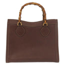 GUCCI Bamboo Hand Bag Leather Black Gold 002 1186 0260 Auth ep12963-13