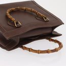 GUCCI Bamboo Hand Bag Leather Black Gold 002 1186 0260 Auth ep12963-6