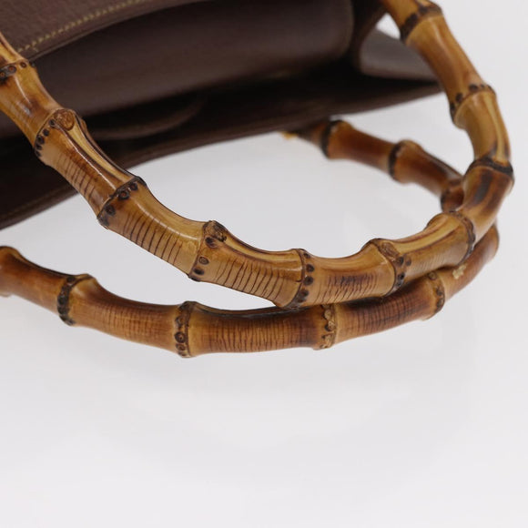 GUCCI Bamboo Hand Bag Leather Black Gold 002 1186 0260 Auth ep12963