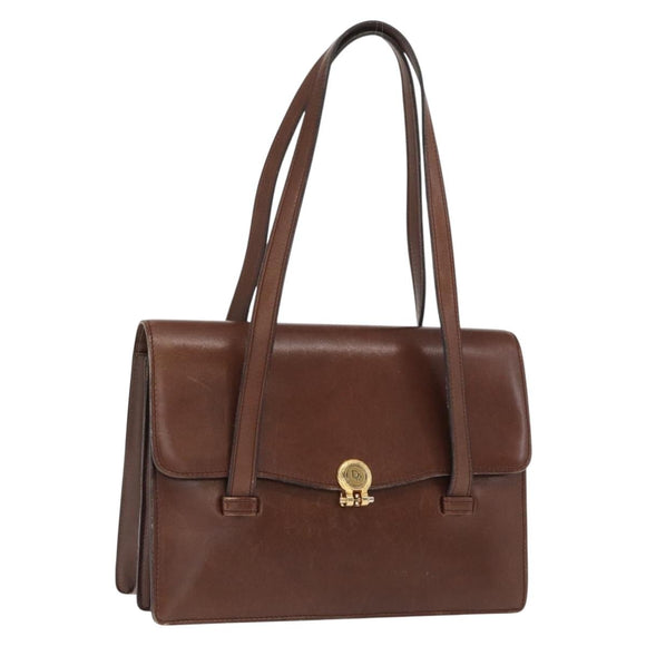 Christian Dior Hand Bag Leather Brown Gold Auth ep12967