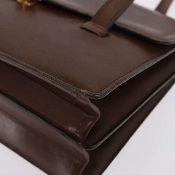 Christian Dior Hand Bag Leather Brown Gold Auth ep12967