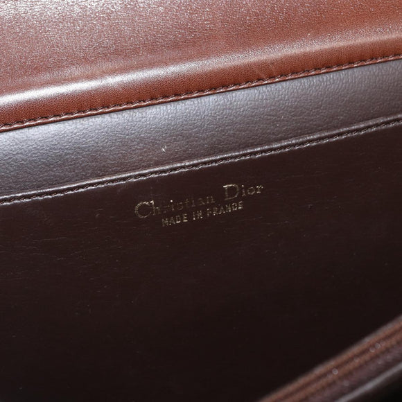 Christian Dior Hand Bag Leather Brown Gold Auth ep12967