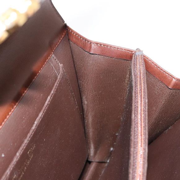 Christian Dior Hand Bag Leather Brown Gold Auth ep12967