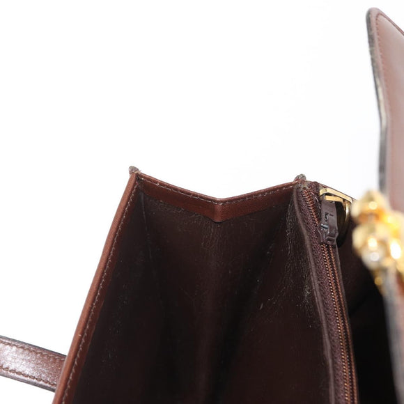 Christian Dior Hand Bag Leather Brown Gold Auth ep12967