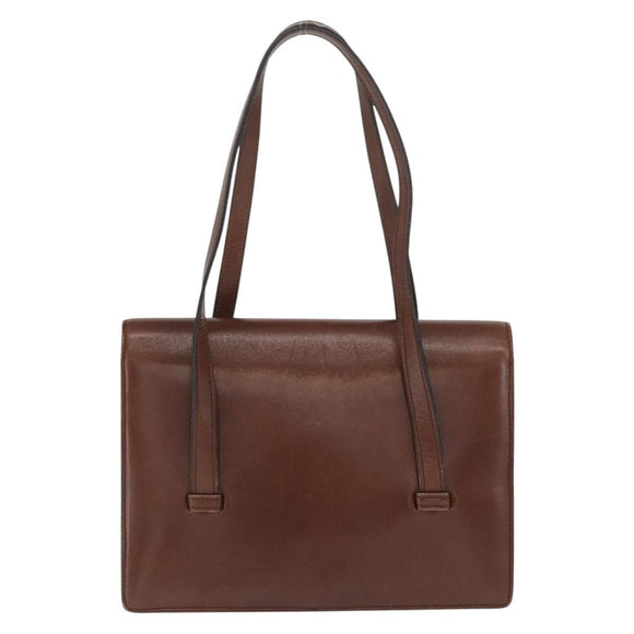 Christian Dior Hand Bag Leather Brown Gold Auth ep12967