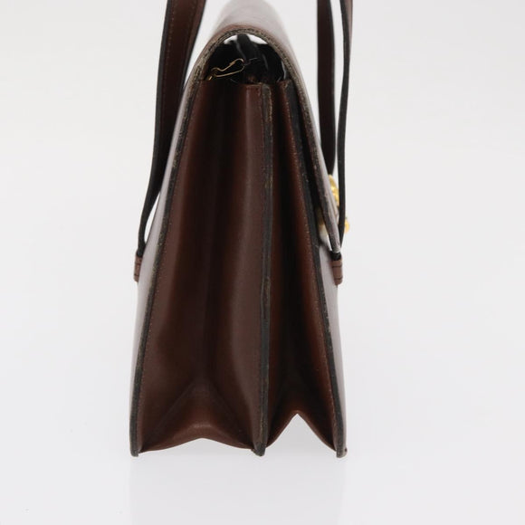 Christian Dior Hand Bag Leather Brown Gold Auth ep12967