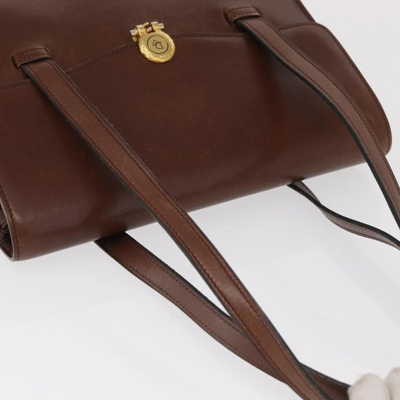 Christian Dior Hand Bag Leather Brown Gold Auth ep12967