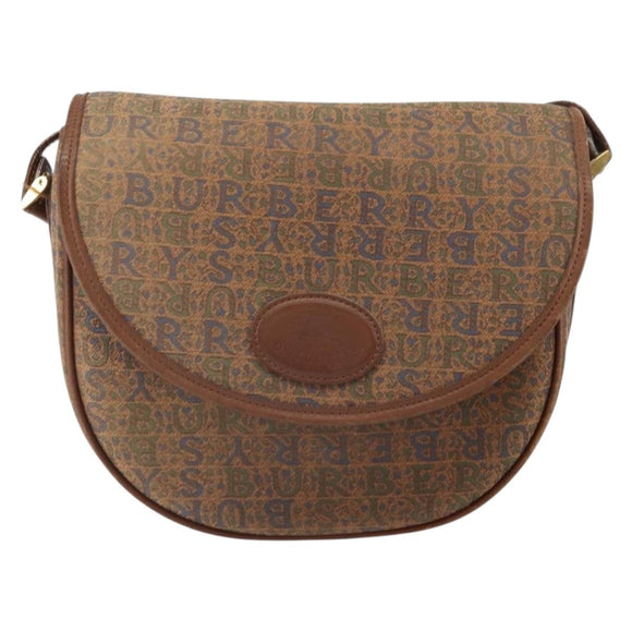 Burberrys Shoulder Bag Canvas Brown Gold Auth ep12970