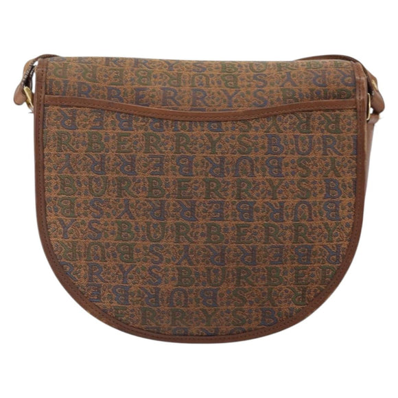 Burberrys Shoulder Bag Canvas Brown Gold Auth ep12970
