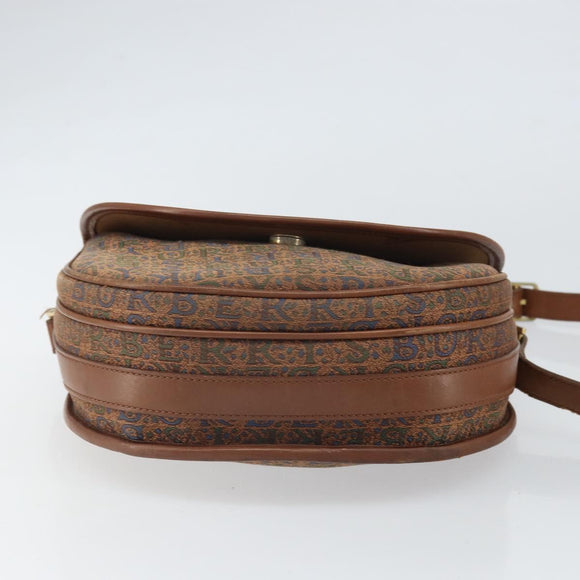 Burberrys Shoulder Bag Canvas Brown Gold Auth ep12970