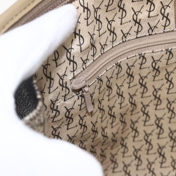 SAINT LAURENT Clutch Bag PVC Gray Beige Auth ep12972V