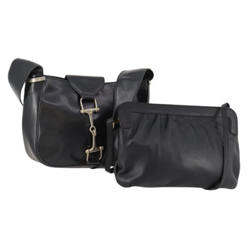 CELINE Bag Leather 2 Set Black Auth ep12973