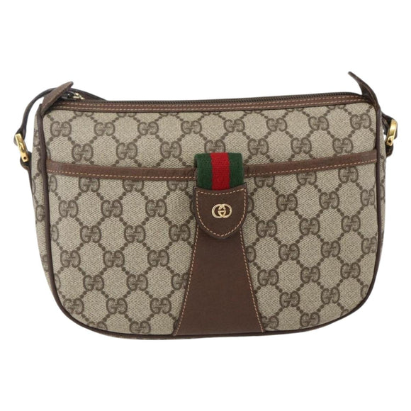 GUCCI GG Supreme Web Sherry Line Bag PVC Outlet Beige 001 123 6177 Auth ep12974