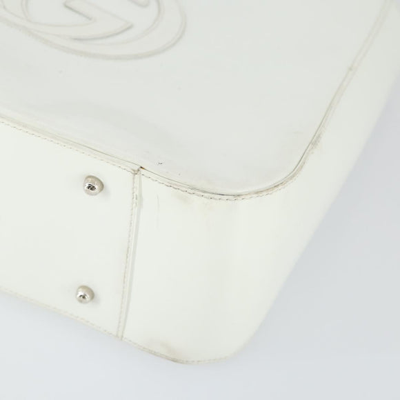 GUCCI Hand Bag Patent leather White Auth ep12976