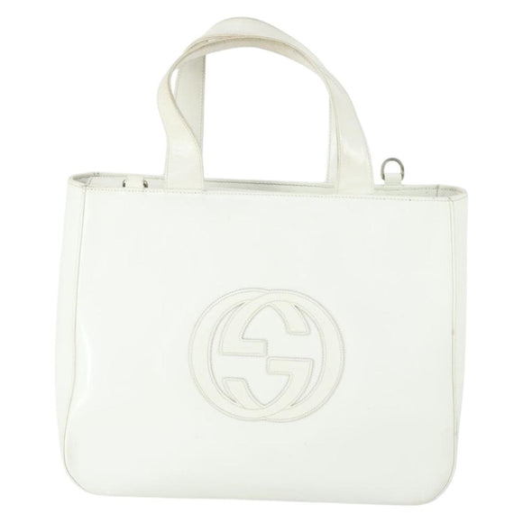 GUCCI Hand Bag Patent leather White Auth ep12976