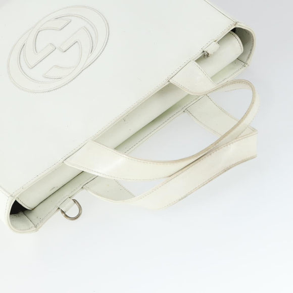 GUCCI Hand Bag Patent leather White Auth ep12976