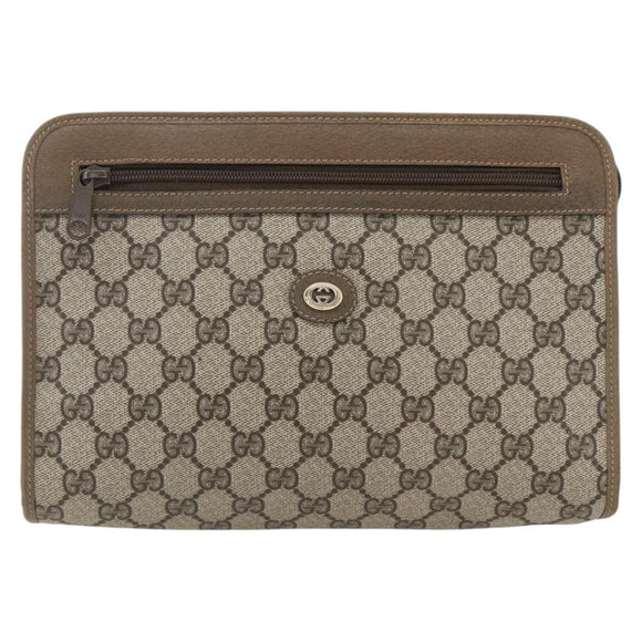 GUCCI GG Supreme Clutch Bag PVC Beige Gold 97 01 037 Auth ep12977
