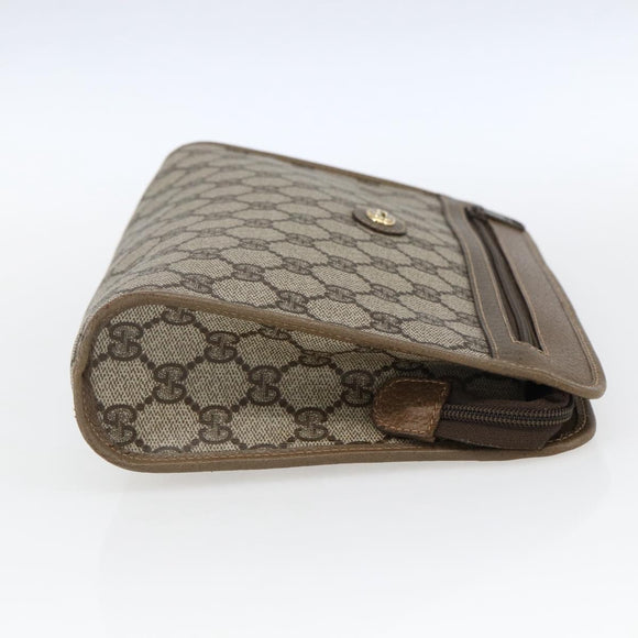 GUCCI GG Supreme Clutch Bag PVC Beige Gold 97 01 037 Auth ep12977