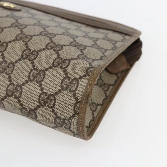 GUCCI GG Supreme Clutch Bag PVC Beige Gold 97 01 037 Auth ep12977