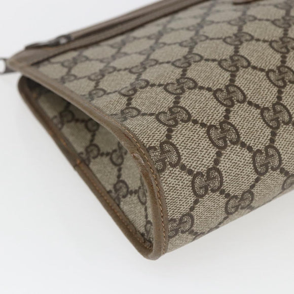 GUCCI GG Supreme Clutch Bag PVC Beige Gold 97 01 037 Auth ep12977