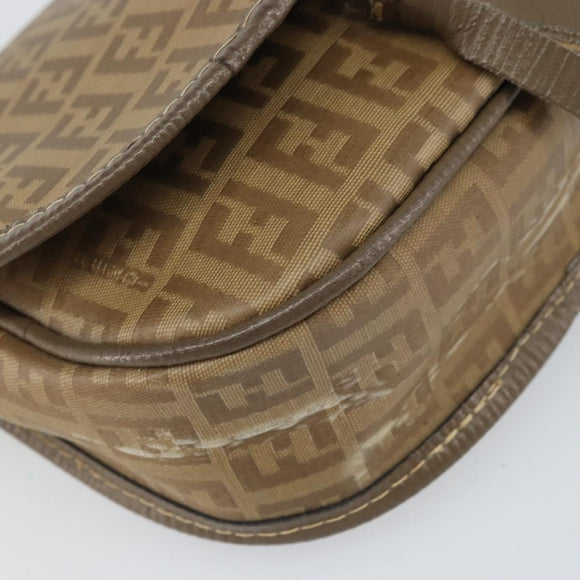 FENDI Zucchino Canvas Shoulder Bag Coated Canvas Beige Auth ep12978