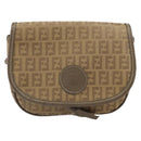 FENDI Zucchino Canvas Shoulder Bag Coated Canvas Beige Auth ep12978-2