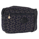 CELINE C Macadam Canvas Shoulder Bag Navy Gold Auth ep12983-1