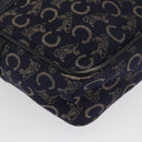 CELINE C Macadam Canvas Shoulder Bag Navy Gold Auth ep12983-10