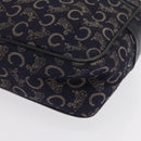 CELINE C Macadam Canvas Shoulder Bag Navy Gold Auth ep12983-11